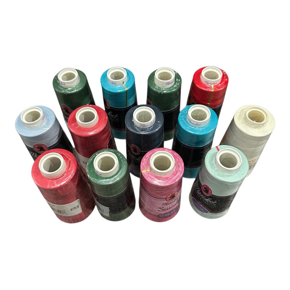 Maxi-Lock Serger Thread Lot 13 Spools Assorted Colors 3000 Yds Each Polyester